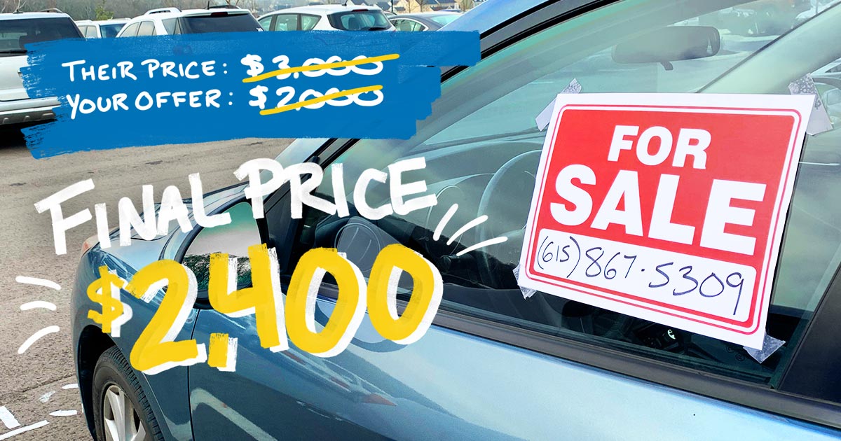 Negotiating a bargain at a car dealership