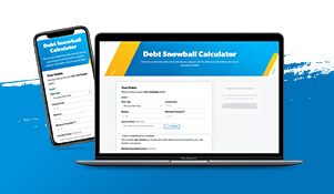 An image of the debt snowball calculator on mobile and laptop