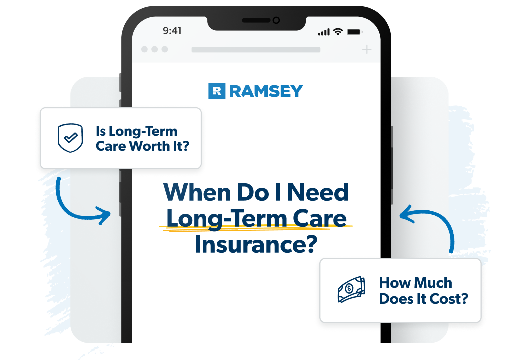 A device showing a browser with text: "When Do I Need Long-Term Care Insurance?"