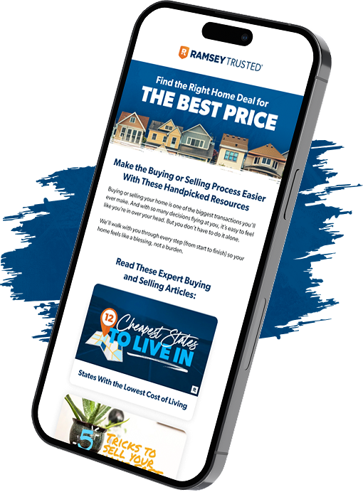 Mockup of a RamseyTrusted Real Estate Newsletter on a device